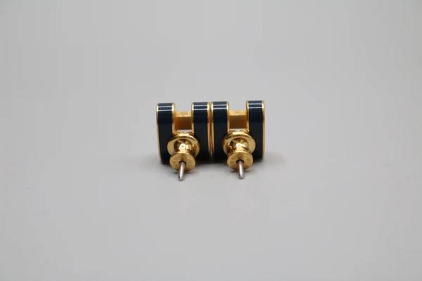 Hermes Gold Lacquered Navy Blue Mini Pop H Earrings