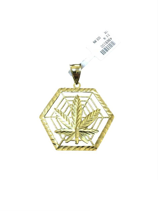 Pre-owned 10K Yellow Gold Weed Web Charm