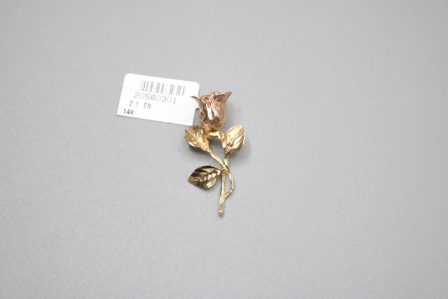 14K Two Tone Gold Rose Pendant