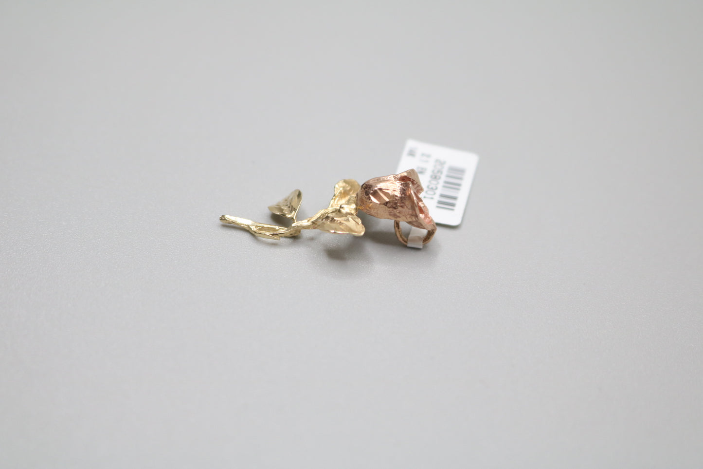 14K Two Tone Gold Rose Pendant