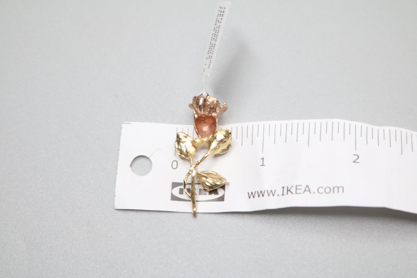 14K Two Tone Gold Rose Pendant