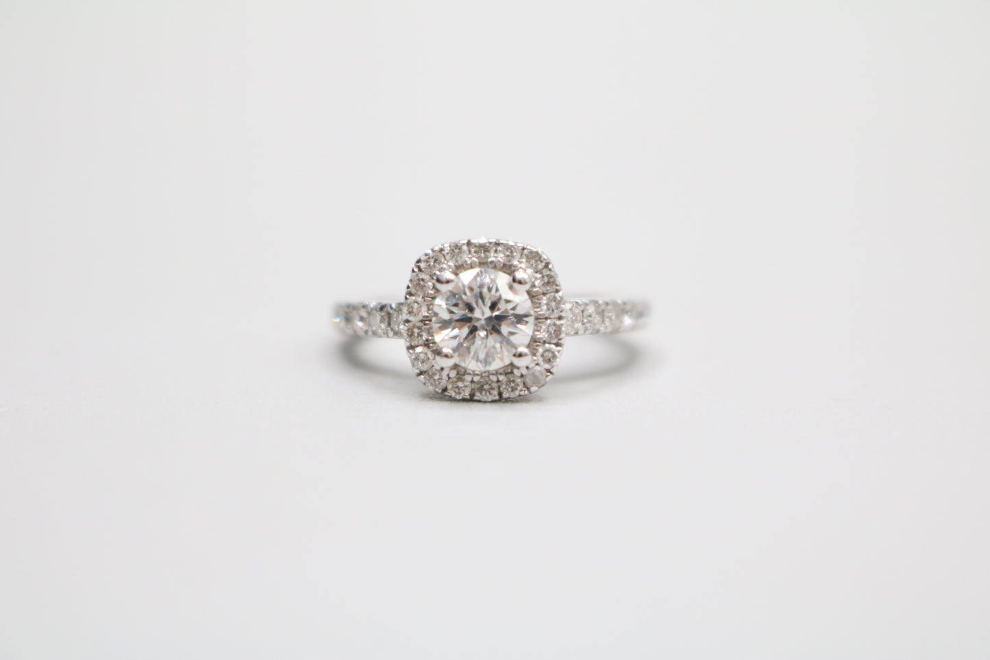 Radiant 14K White Gold Halo Wedding Set Ring, Size 4 & 1/2 (1.85 CTW)