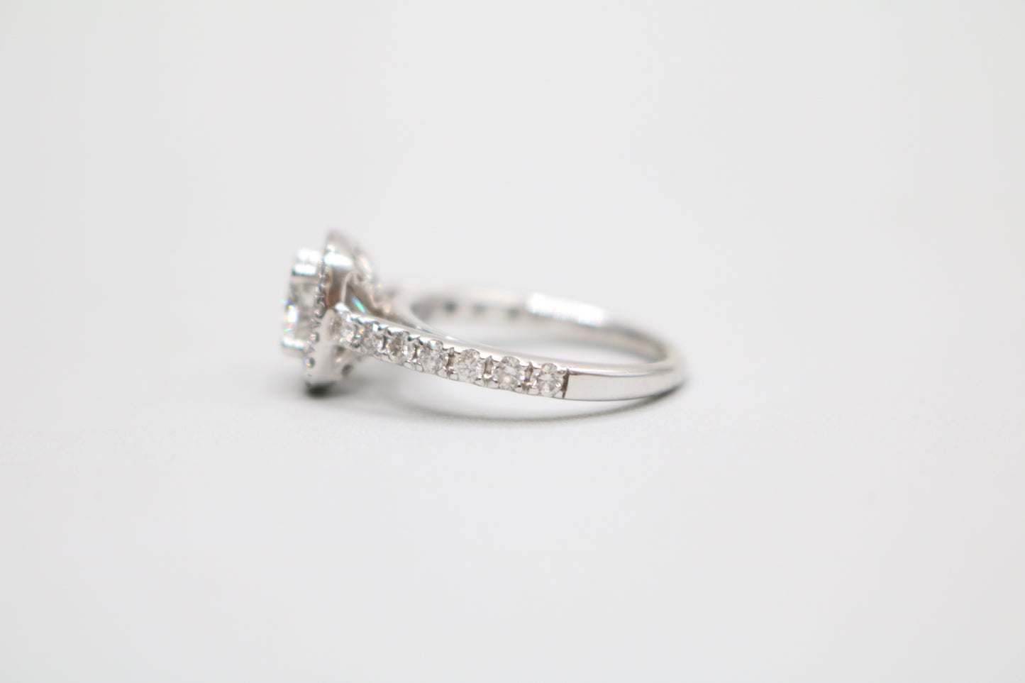 Radiant 14K White Gold Halo Wedding Set Ring, Size 4 & 1/2 (1.85 CTW)