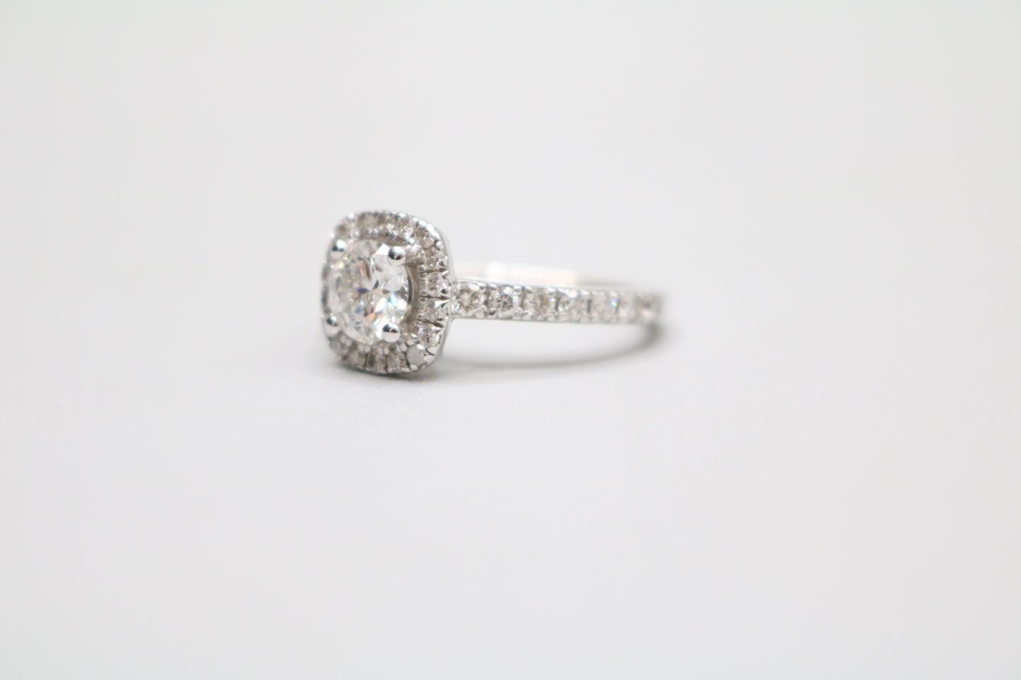 Radiant 14K White Gold Halo Wedding Set Ring, Size 4 & 1/2 (1.85 CTW)