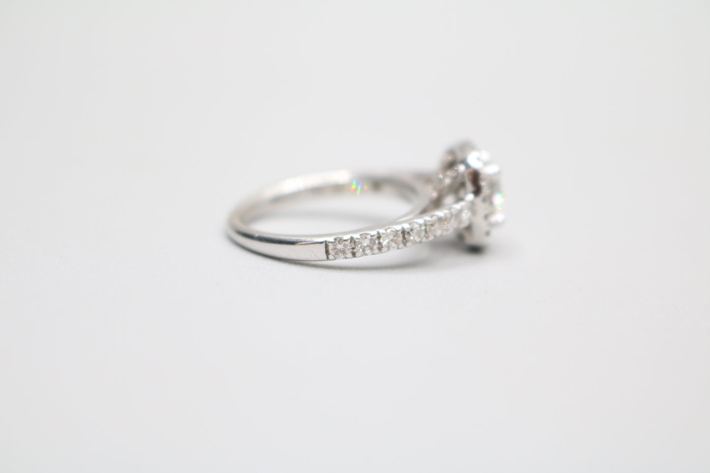 Radiant 14K White Gold Halo Wedding Set Ring, Size 4 & 1/2 (1.85 CTW)