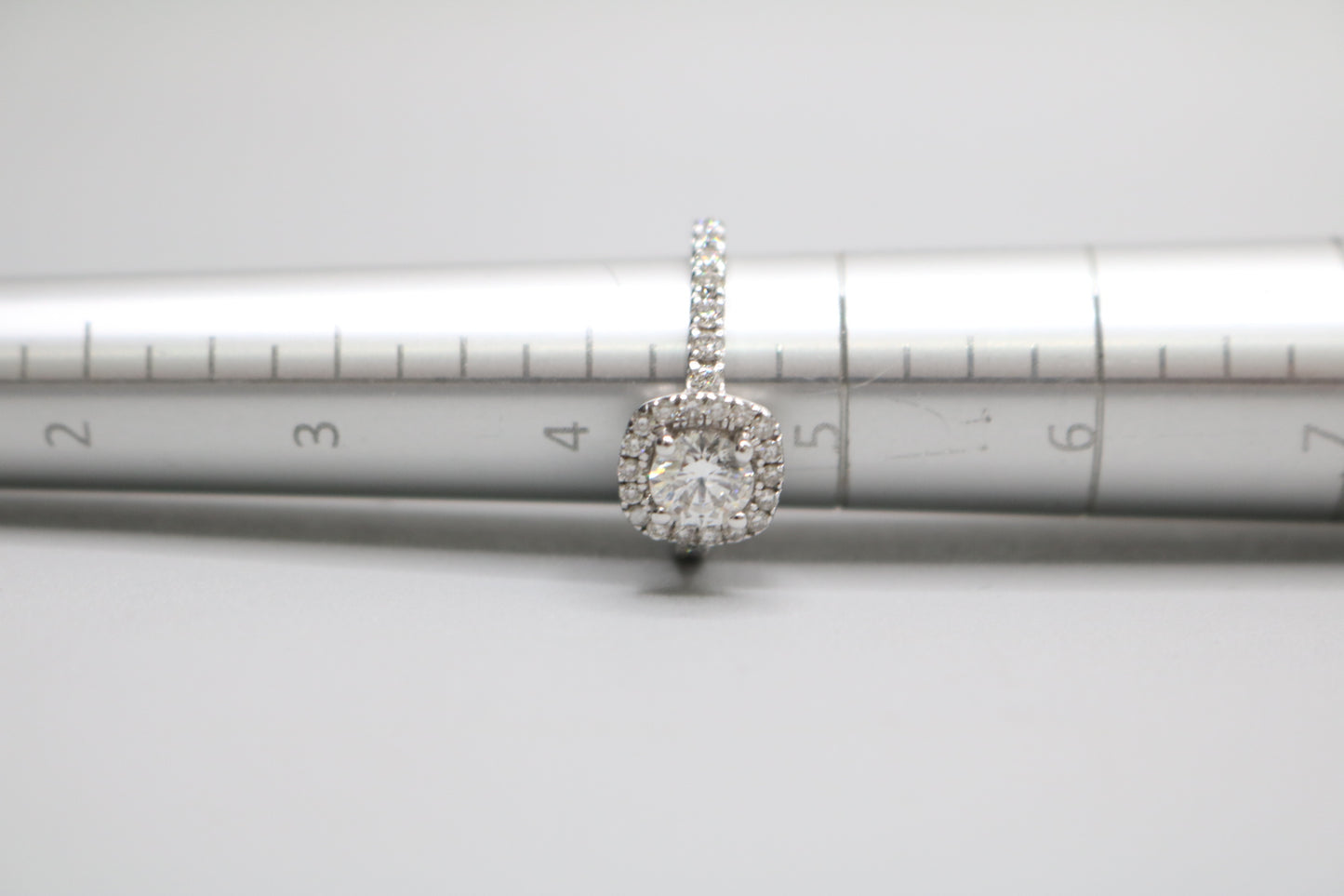 Radiant 14K White Gold Halo Wedding Set Ring, Size 4 & 1/2 (1.85 CTW)