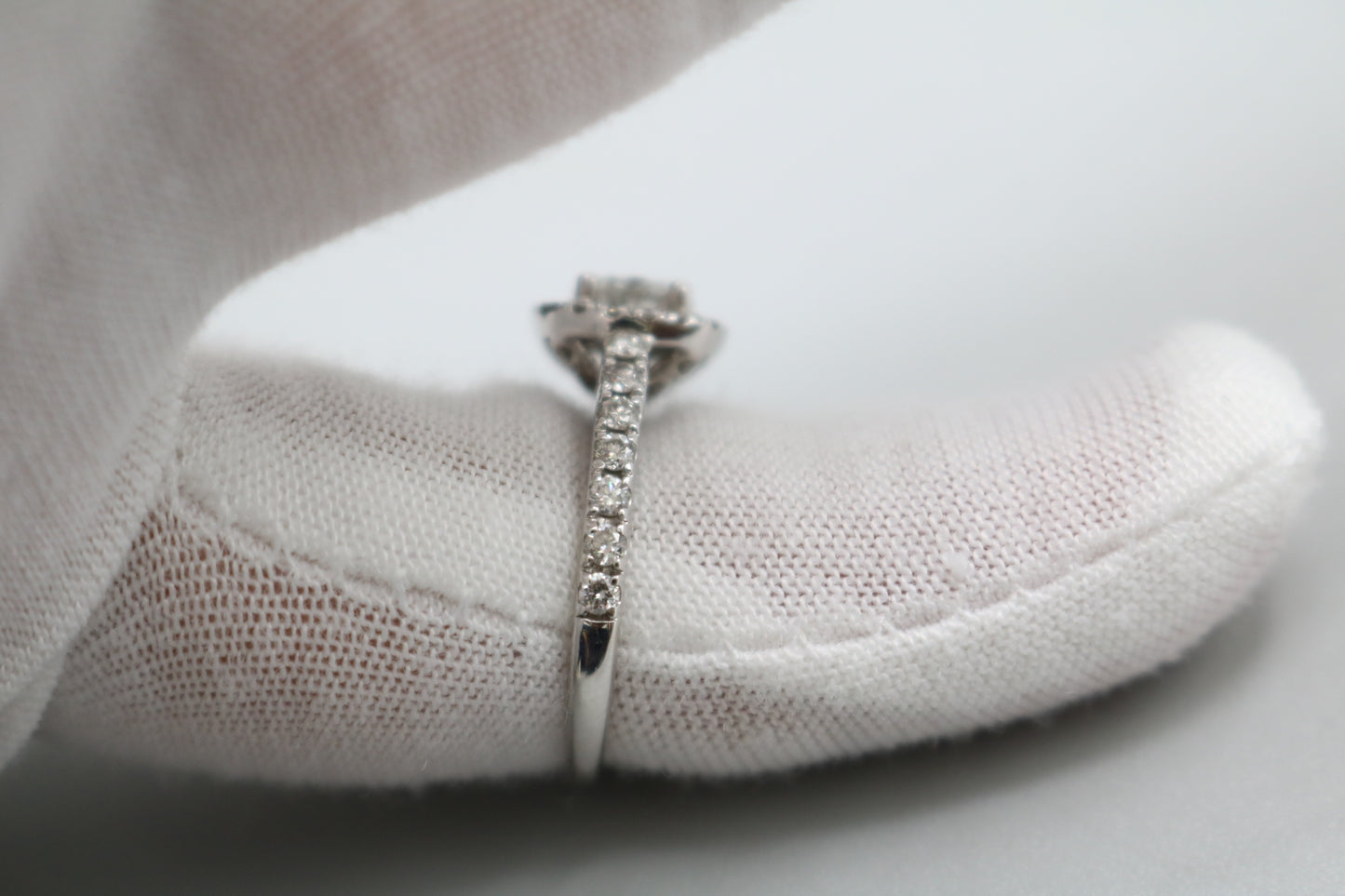 Radiant 14K White Gold Halo Wedding Set Ring, Size 4 & 1/2 (1.85 CTW)