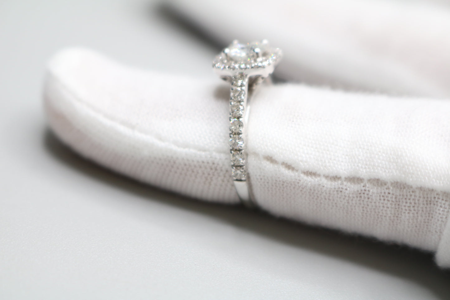 Radiant 14K White Gold Halo Wedding Set Ring, Size 4 & 1/2 (1.85 CTW)
