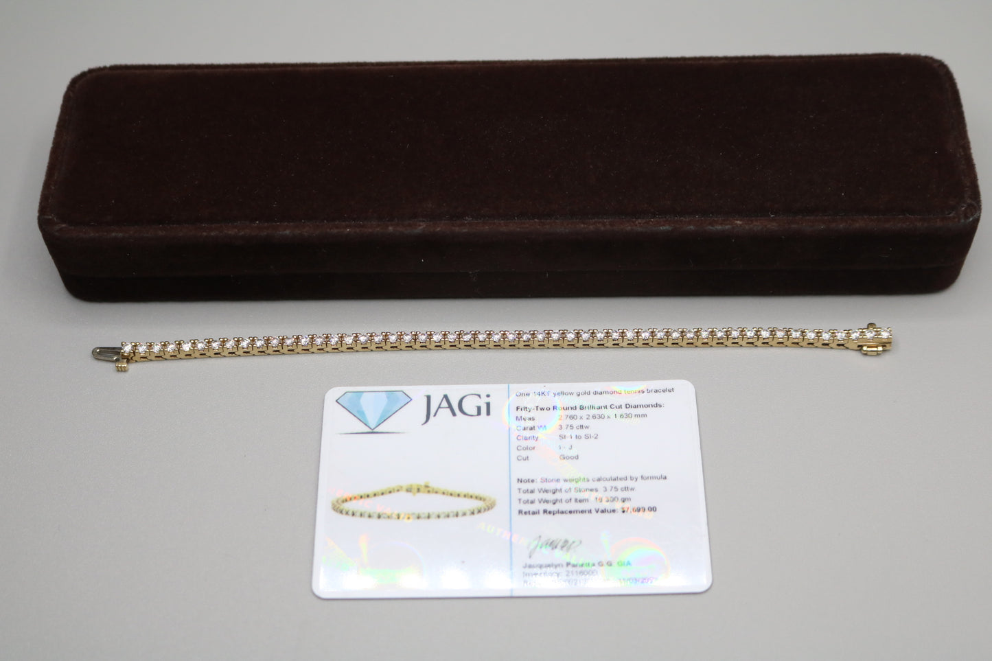 14K Yellow Gold Diamond Tennis Bracelet (3.75 CTW) (Local Purchase Only)