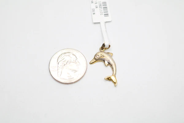 14K Two Toned Dolphin Charm (2.3 Grams)