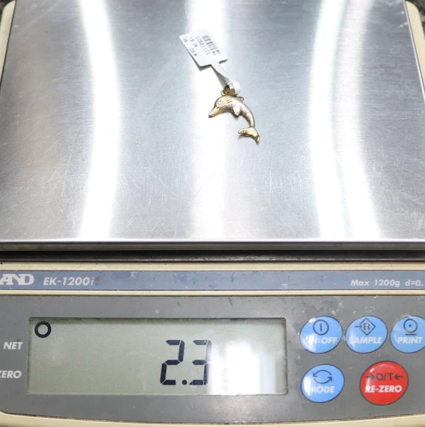 14K Two Toned Dolphin Charm (2.3 Grams)