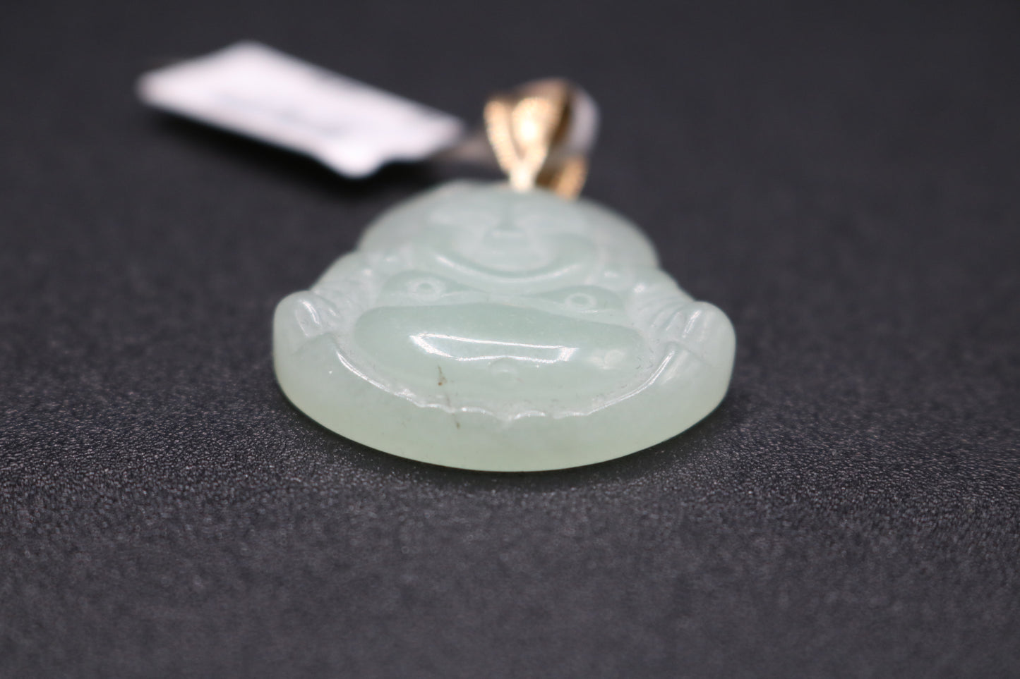 10K Yellow Gold Green Jade Buddha Charm (8.1 Grams)