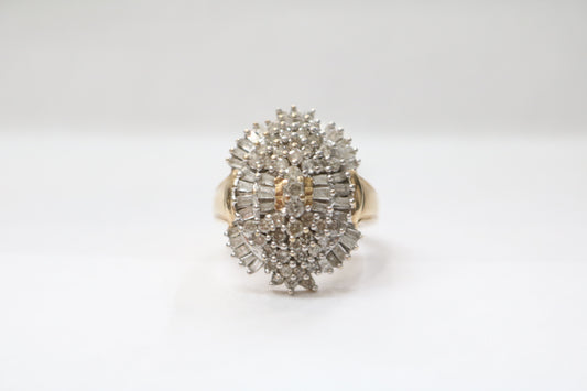 10K Yellow Gold Diamond Cluster Ring (Size 7) (2.00 CTW)