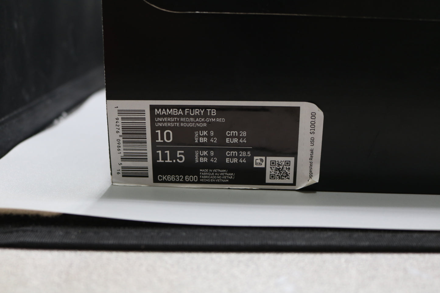 Nike Mamba Fury University Red (Team) Size 10