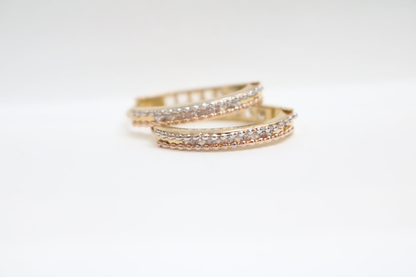 14k Three Tone Gold Hoop Earrings (2.3 Grams)