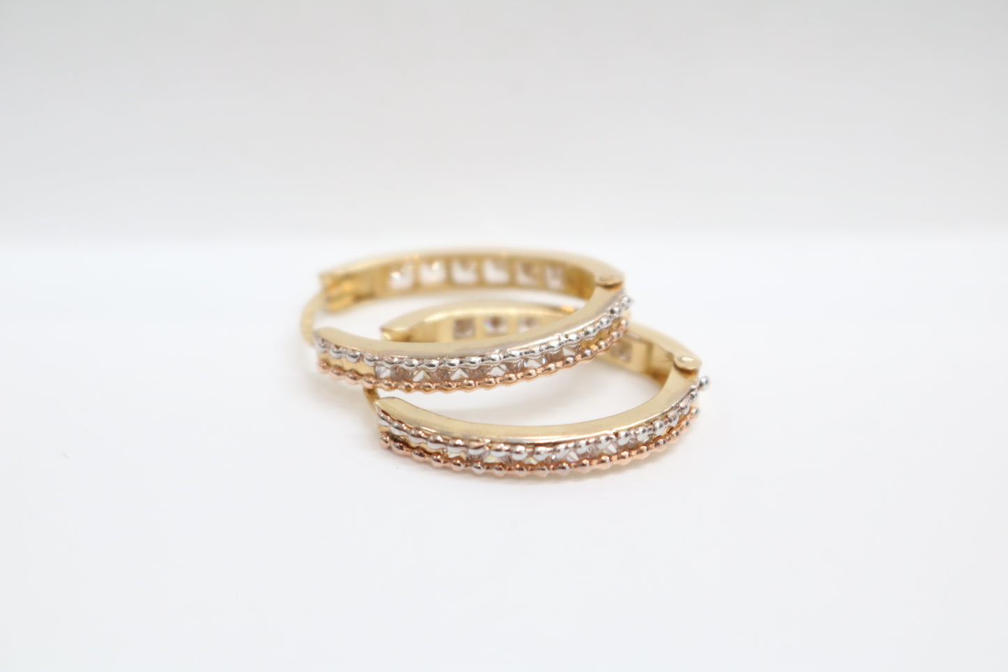 14k Three Tone Gold Hoop Earrings (2.3 Grams)