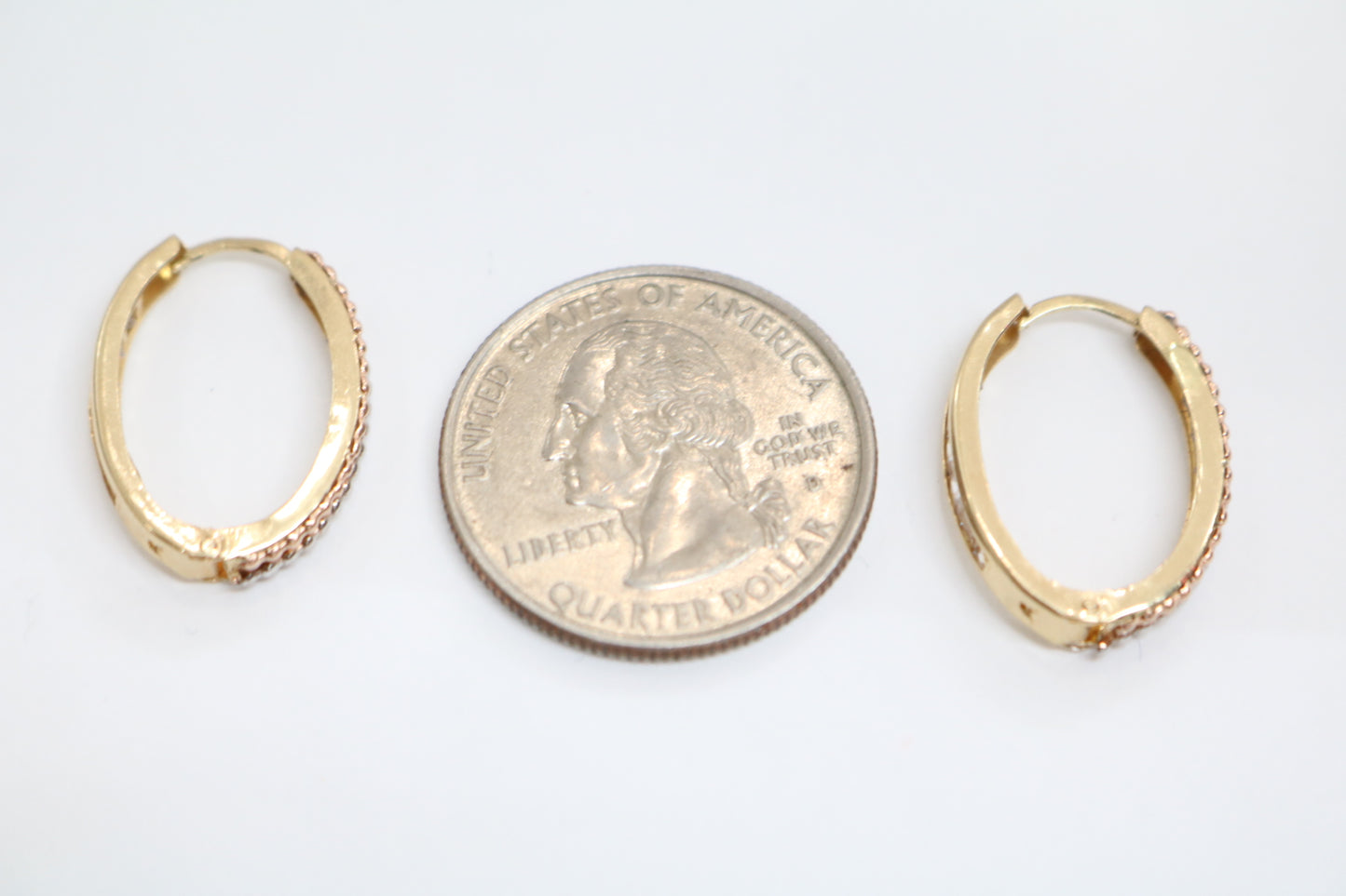 14k Three Tone Gold Hoop Earrings (2.3 Grams)