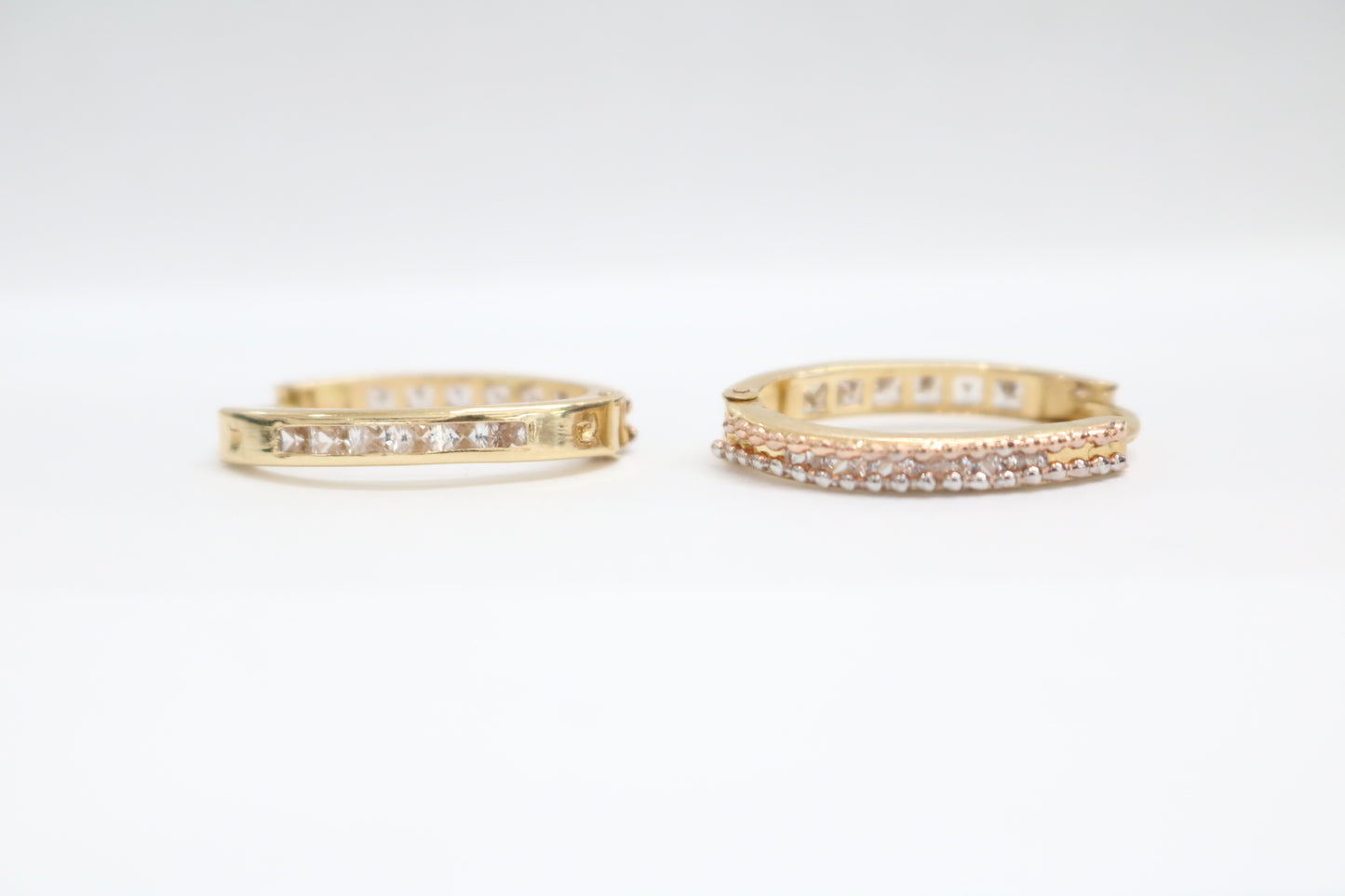 14k Three Tone Gold Hoop Earrings (2.3 Grams)