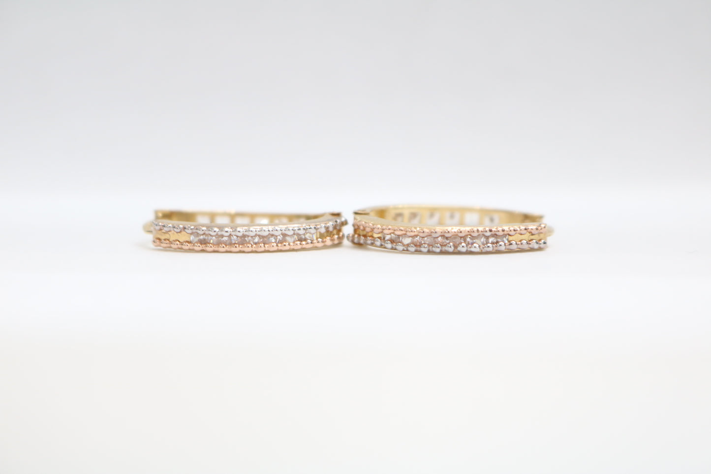 14k Three Tone Gold Hoop Earrings (2.3 Grams)