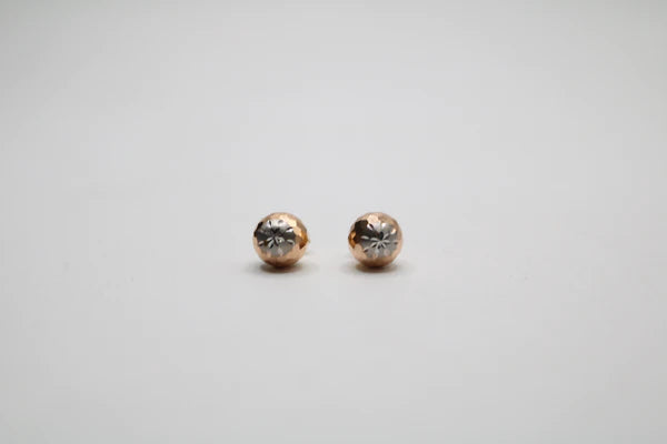 14K 3-Tone Ball Earrings (1.8 Grams)