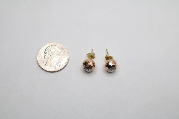 14K 3-Tone Ball Earrings (1.8 Grams)