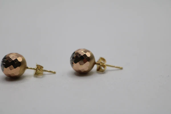 14K 3-Tone Ball Earrings (1.8 Grams)