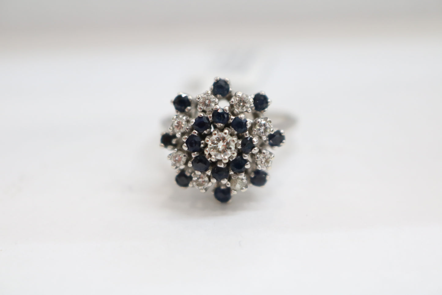 10K White Gold Diamond Cluster Cocktail Ring (Size 8 & 1/2)