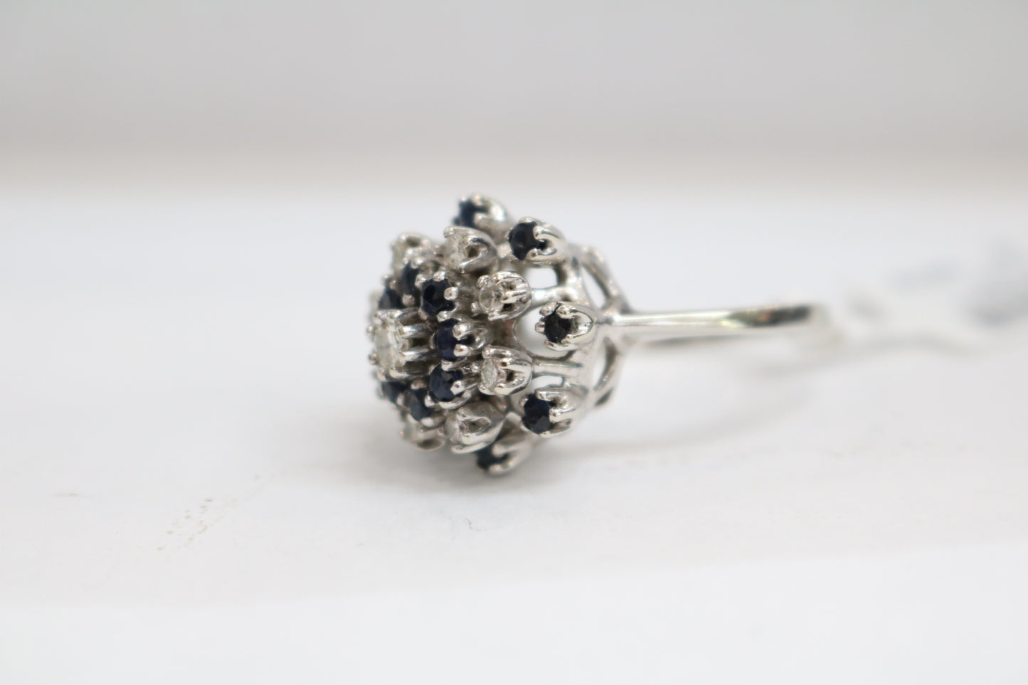 10K White Gold Diamond Cluster Cocktail Ring (Size 8 & 1/2)