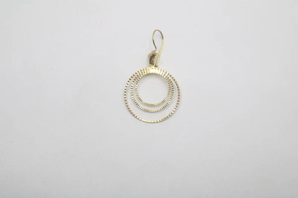 14K Yellow Gold Fancy Pair Triple Circle Earrings (3.3 Grams)