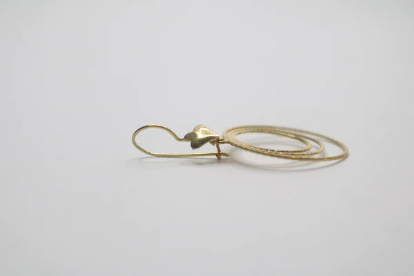 14K Yellow Gold Fancy Pair Triple Circle Earrings (3.3 Grams)