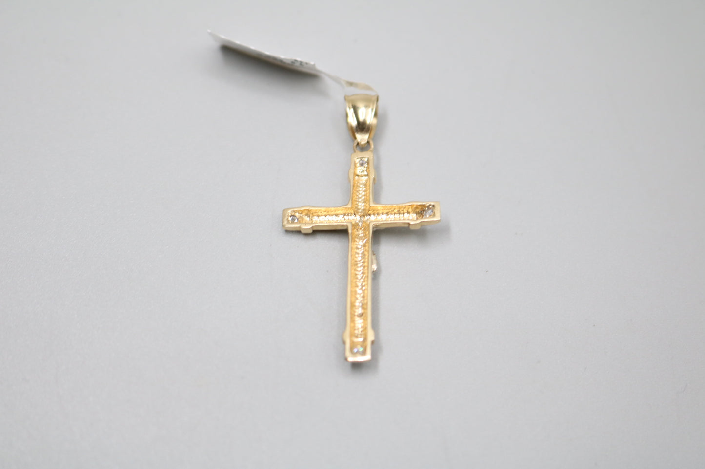 14K Two Tone Jesus Charm with Clear Stones