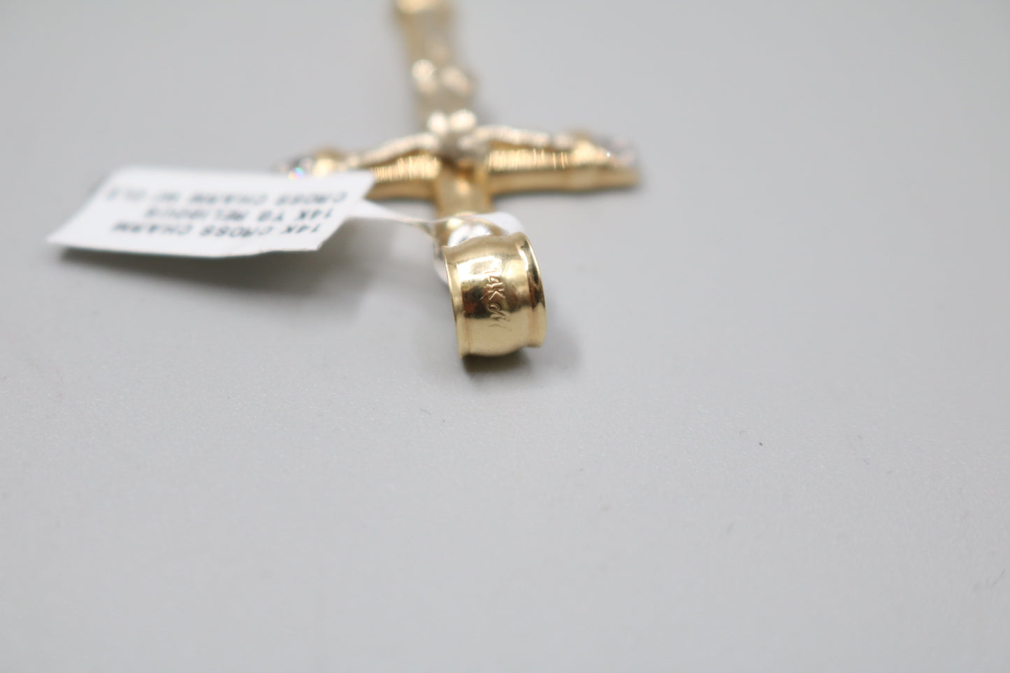 14K Two Tone Jesus Charm with Clear Stones