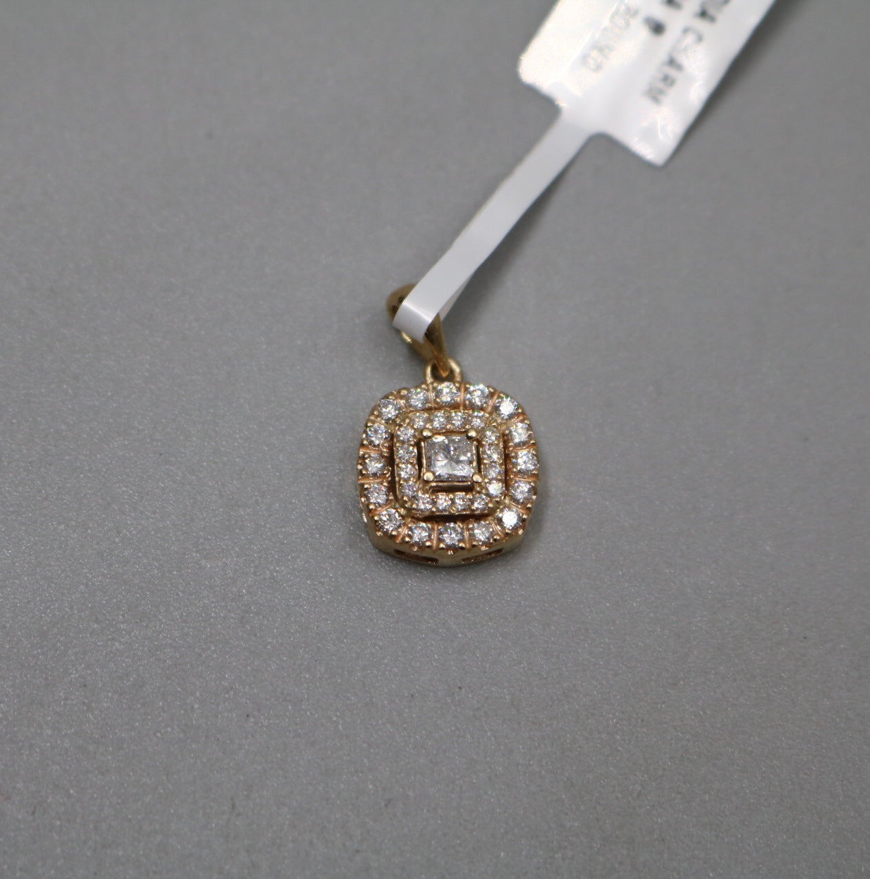 14K Yellow Gold Illusion Square Diamond Charm (0.60CTW, 2.2 Grams)