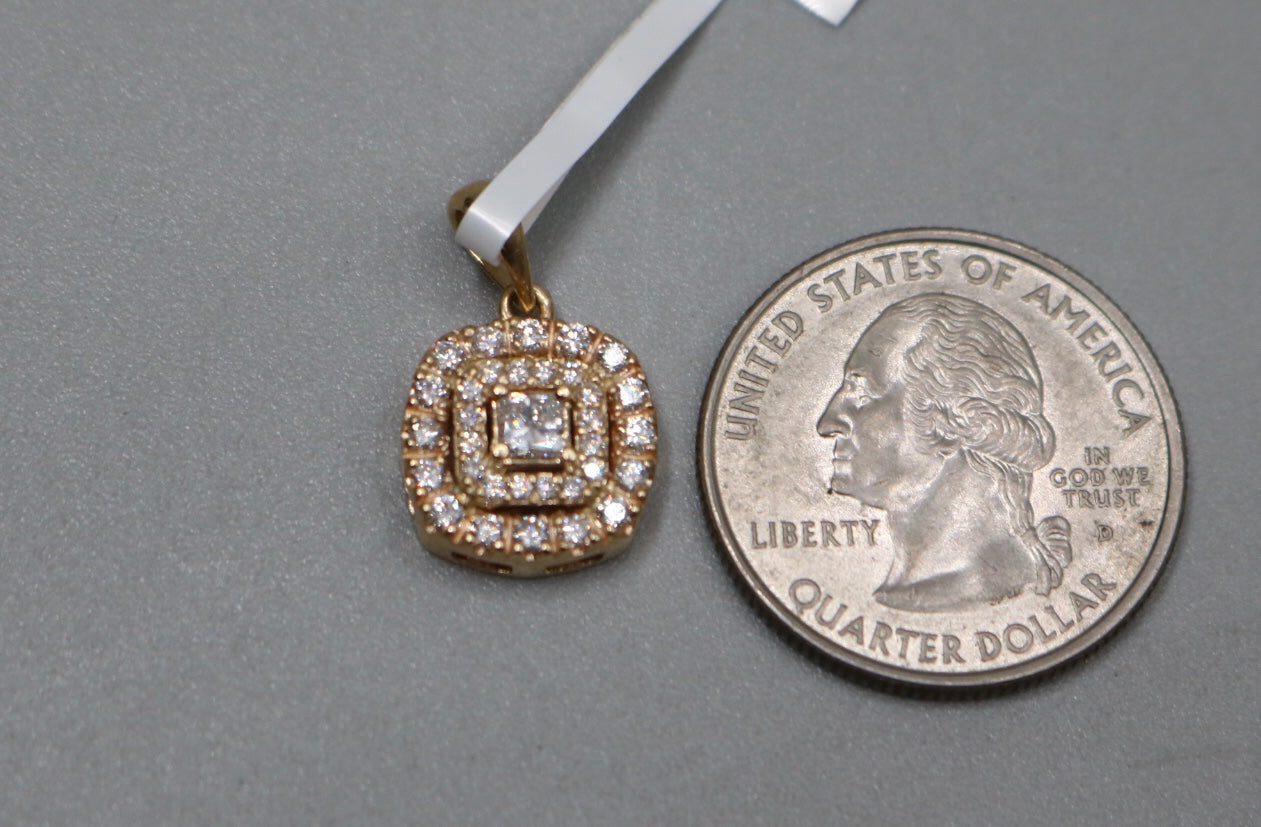 14K Yellow Gold Illusion Square Diamond Charm (0.60CTW, 2.2 Grams)