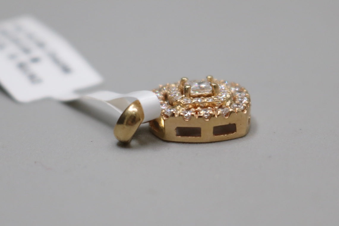 14K Yellow Gold Illusion Square Diamond Charm (0.60CTW, 2.2 Grams)