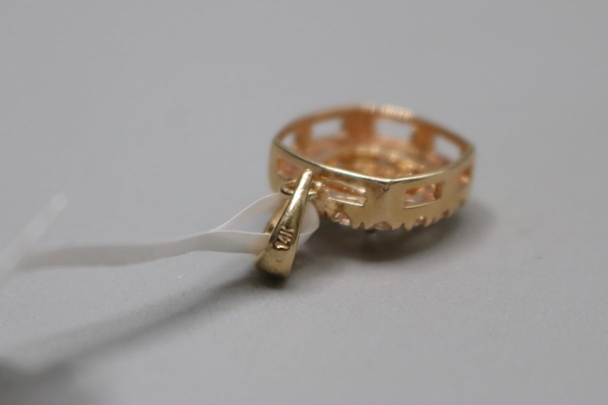 14K Yellow Gold Illusion Square Diamond Charm (0.60CTW, 2.2 Grams)