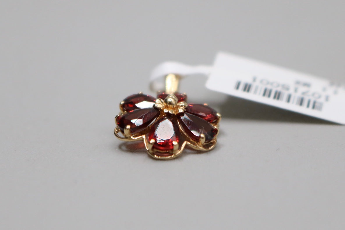 14K Yellow Gold Orange Tourmaline Flower Charm (1.8 Grams)