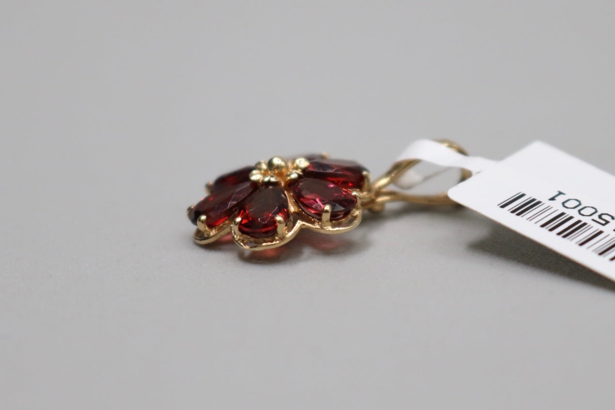 14K Yellow Gold Orange Tourmaline Flower Charm (1.8 Grams)
