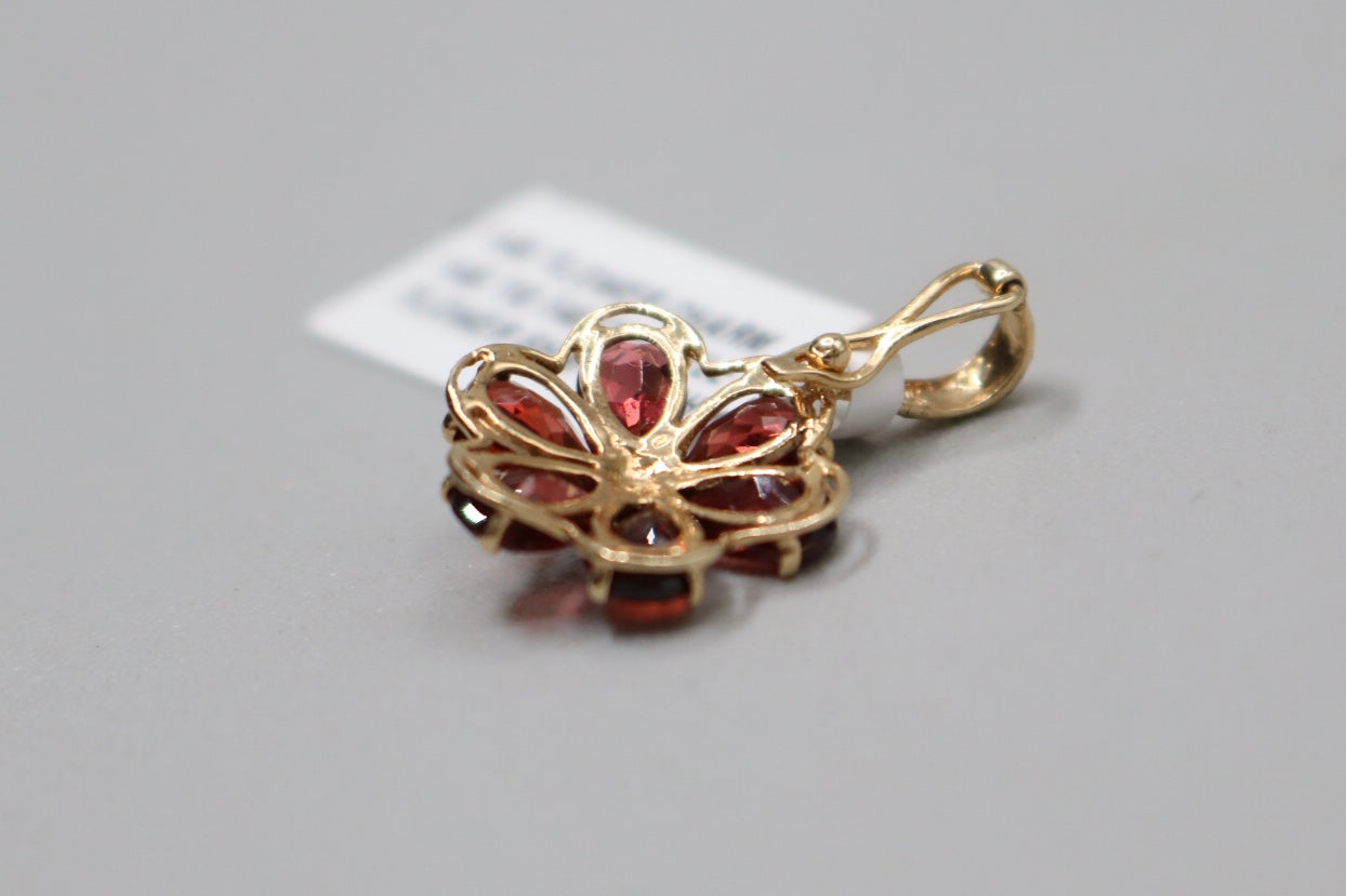 14K Yellow Gold Orange Tourmaline Flower Charm (1.8 Grams)