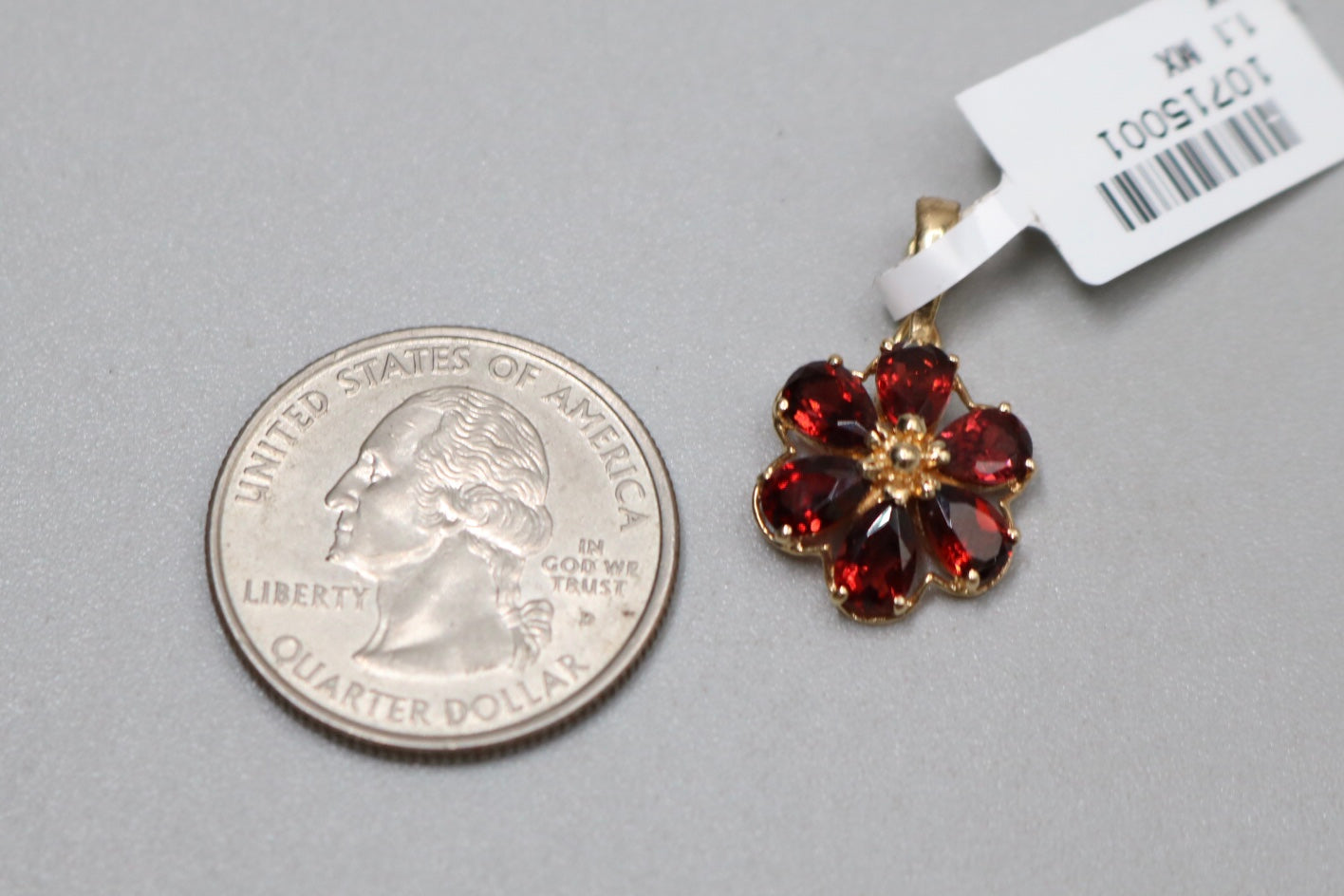 14K Yellow Gold Orange Tourmaline Flower Charm (1.8 Grams)