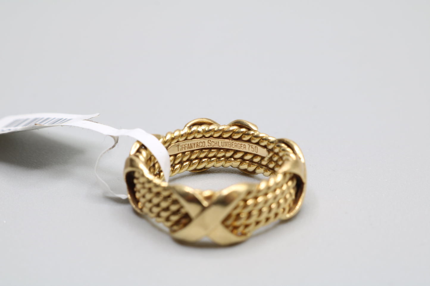Tiffany & Co 18k Yellow Gold Schlumberger 4 Row Rope X Ring Size 6