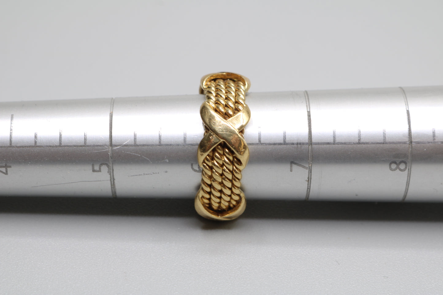 Tiffany & Co 18k Yellow Gold Schlumberger 4 Row Rope X Ring Size 6