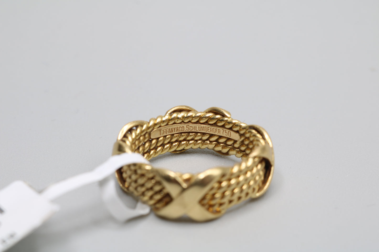 Tiffany & Co 18k Yellow Gold Schlumberger 4 Row Rope X Ring Size 6
