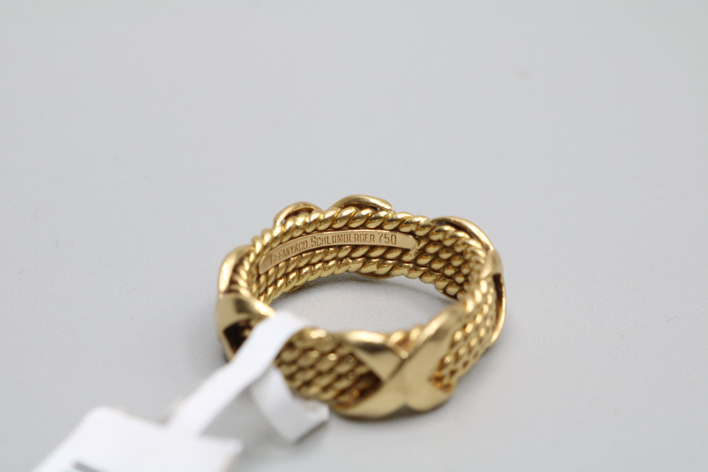Tiffany & Co 18k Yellow Gold Schlumberger 4 Row Rope X Ring Size 6