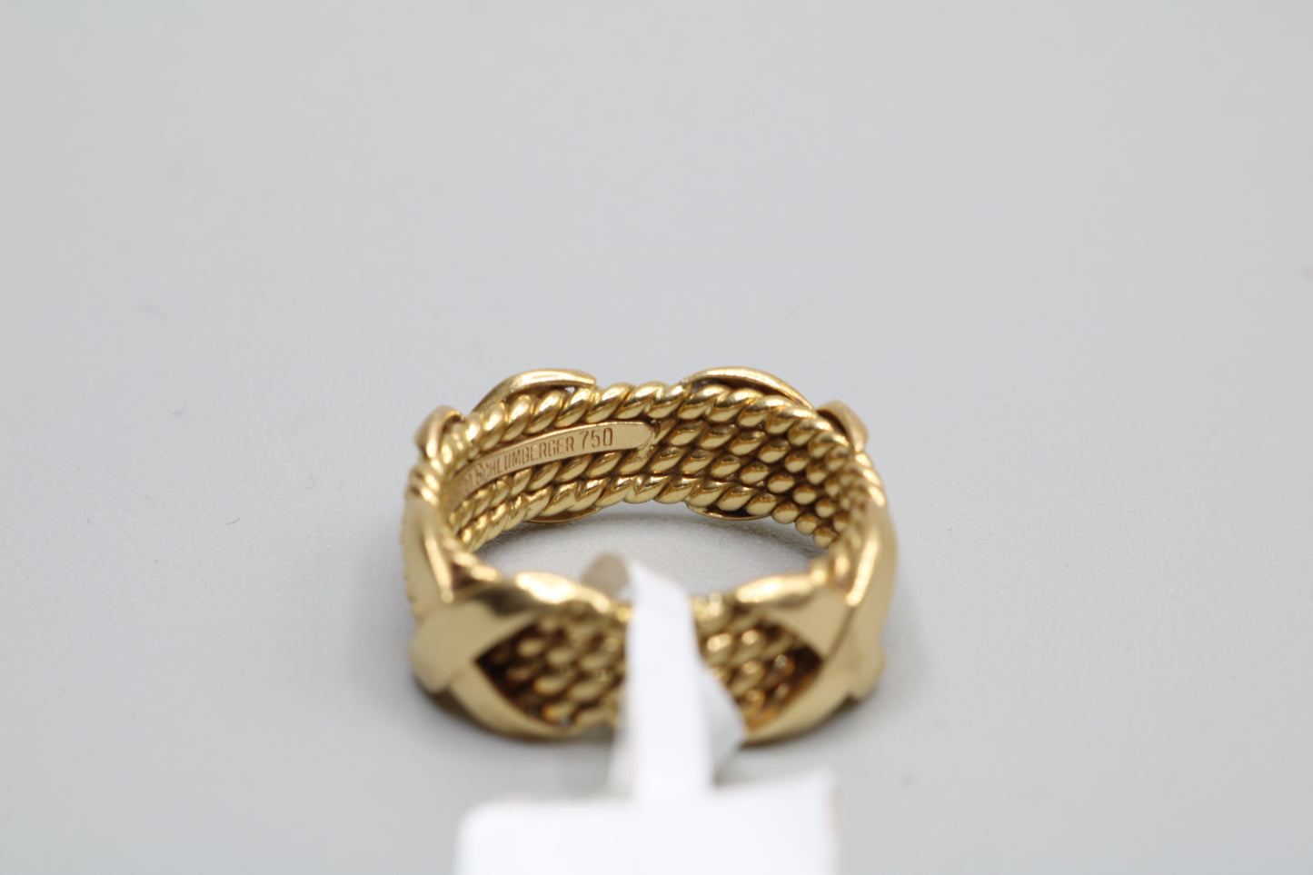 Tiffany & Co 18k Yellow Gold Schlumberger 4 Row Rope X Ring Size 6