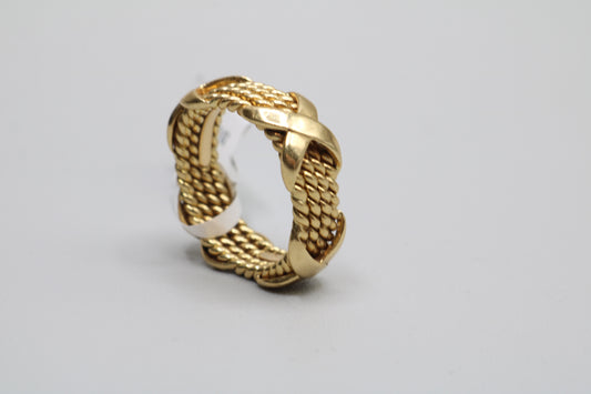 Tiffany & Co 18k Yellow Gold Schlumberger 4 Row Rope X Ring Size 6