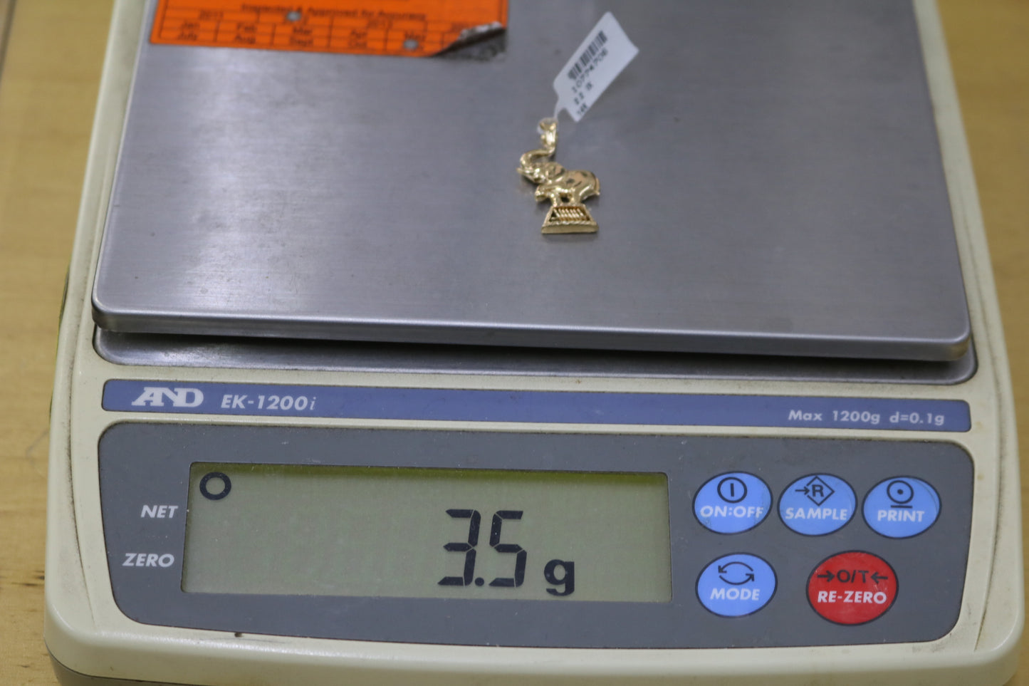 14K Yellow Gold Circus Elephant Charm (3.5 Grams)