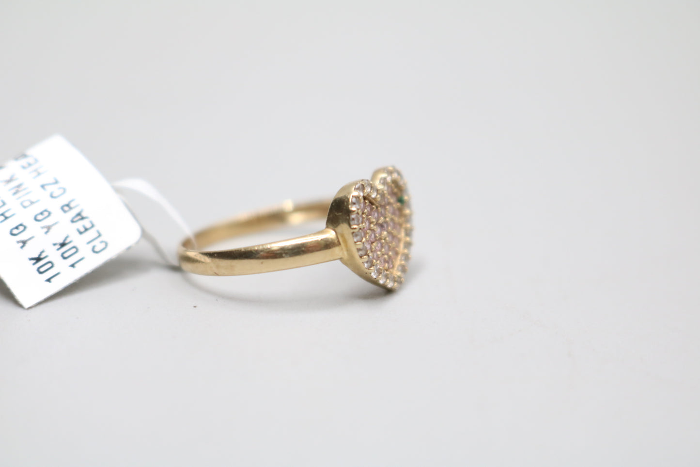10K Yellow Gold Heart Ring w/Clear Stones (Size 7 1/4)