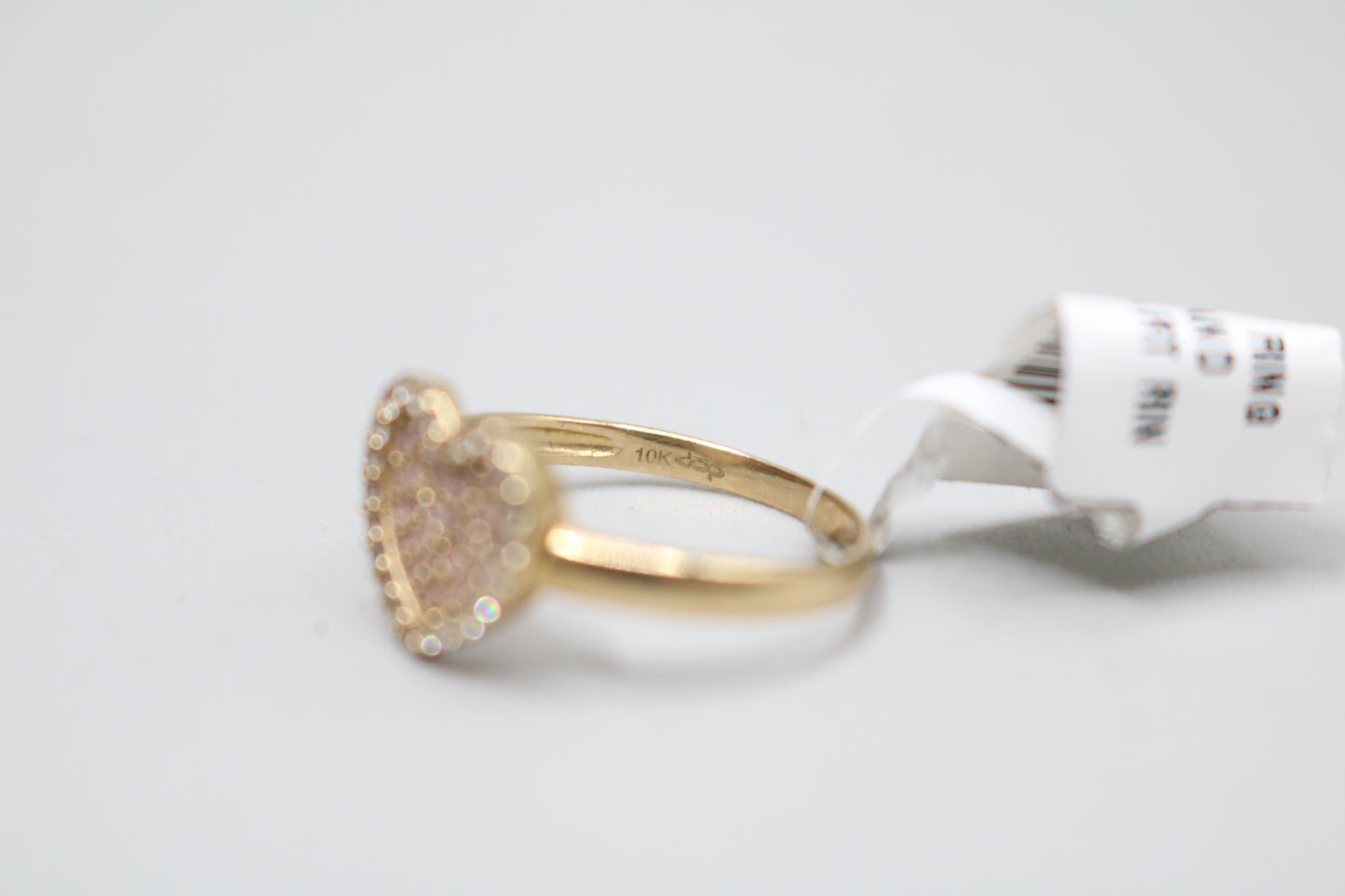 10K Yellow Gold Heart Ring w/Clear Stones (Size 7 1/4)