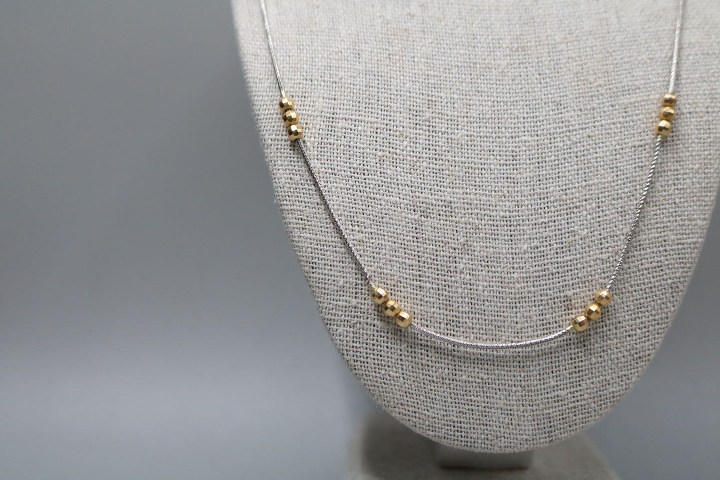 14K Two Tone Gold Bead Necklace (16 Inches)